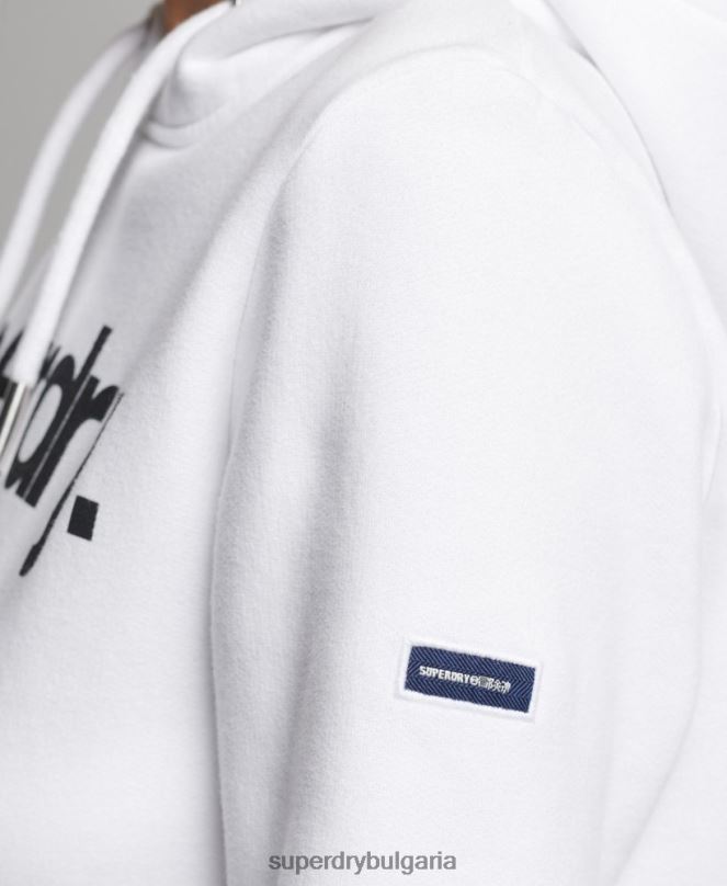 Superdry облекло N00H3484 бяло Жени суичър с лого на ядрото
