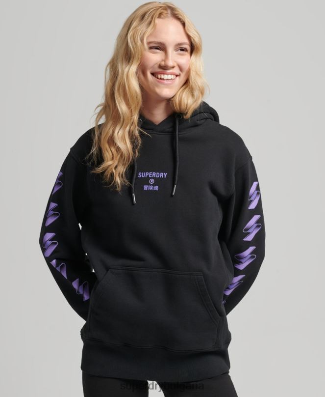 Superdry облекло N00H3491 черен Жени голям суичър с полутоново лого с код
