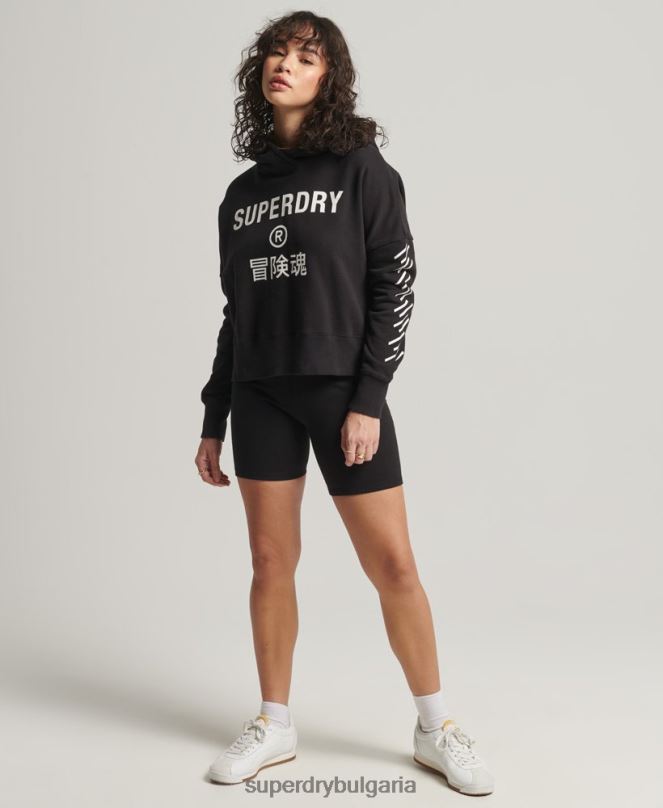 Superdry облекло N00H3493 черен Жени спортна кутия с качулка