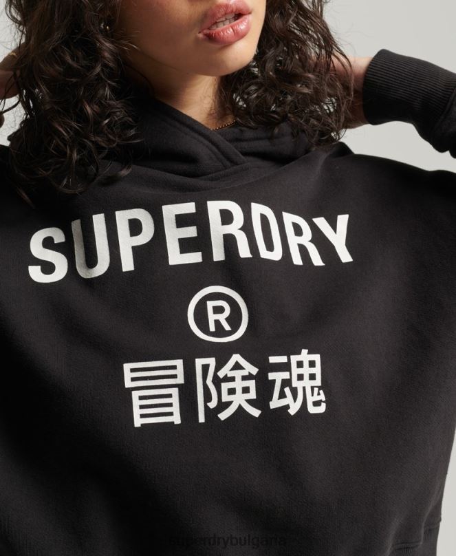 Superdry облекло N00H3493 черен Жени спортна кутия с качулка