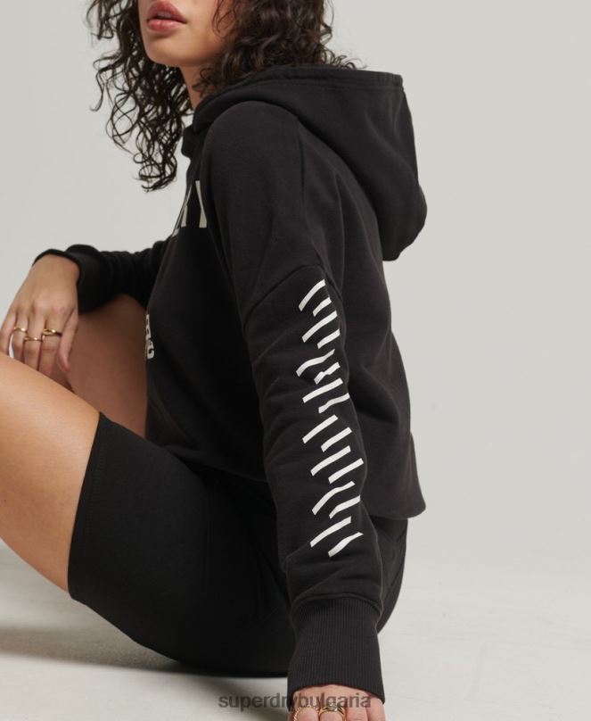 Superdry облекло N00H3493 черен Жени спортна кутия с качулка