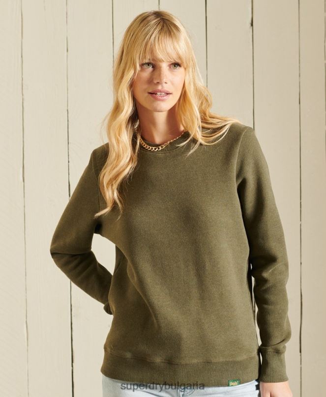 Superdry облекло N00H3494 каки Жени ретро суичър с лого от органичен памук
