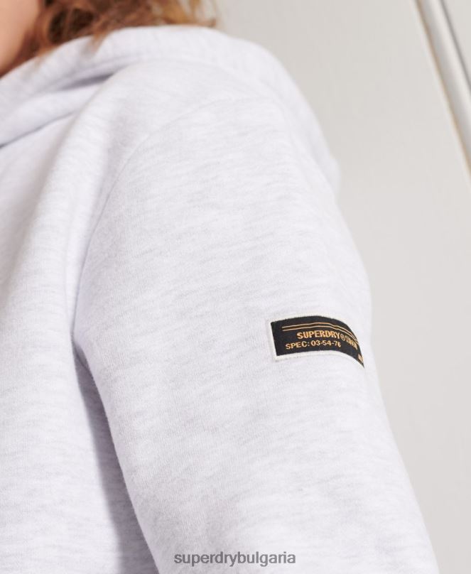 Superdry облекло N00H3495 светло сив Жени качулка с военно лого