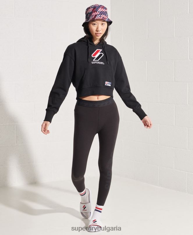 Superdry облекло N00H3496 черен Жени спортен стил, класически бокс с качулка