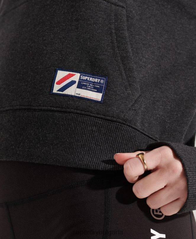 Superdry облекло N00H3497 тъмно сив Жени спортен стил, класически бокс с качулка