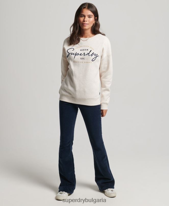 Superdry облекло N00H3499 бежово Жени установен суичър на екипажа