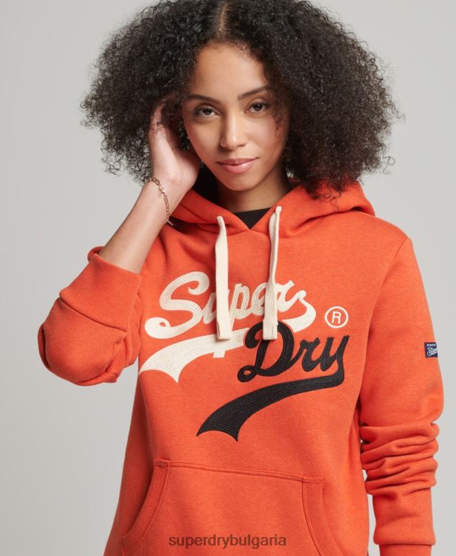 Superdry облекло N00H3502 оранжево Жени интересна качулка с ретро лого