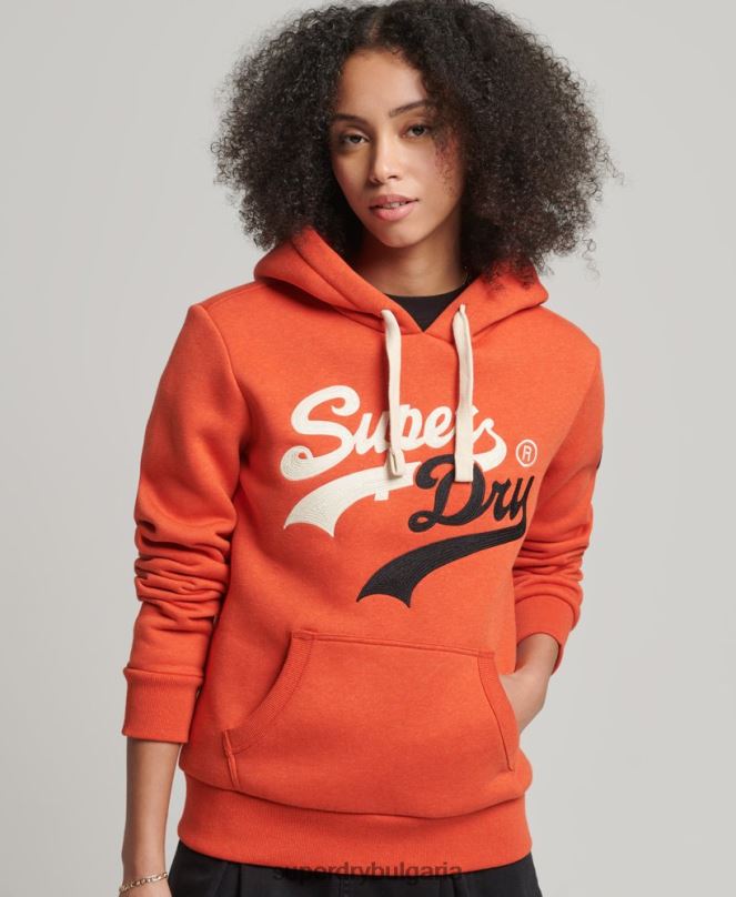 Superdry облекло N00H3502 оранжево Жени интересна качулка с ретро лого