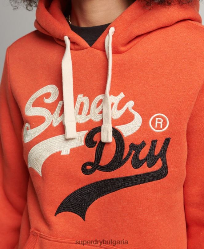 Superdry облекло N00H3502 оранжево Жени интересна качулка с ретро лого