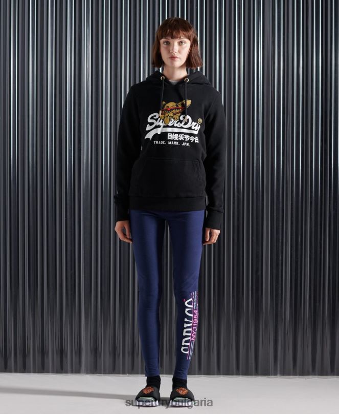 Superdry облекло N00H3503 черен Жени ретро лого нюйорк снимка качулка