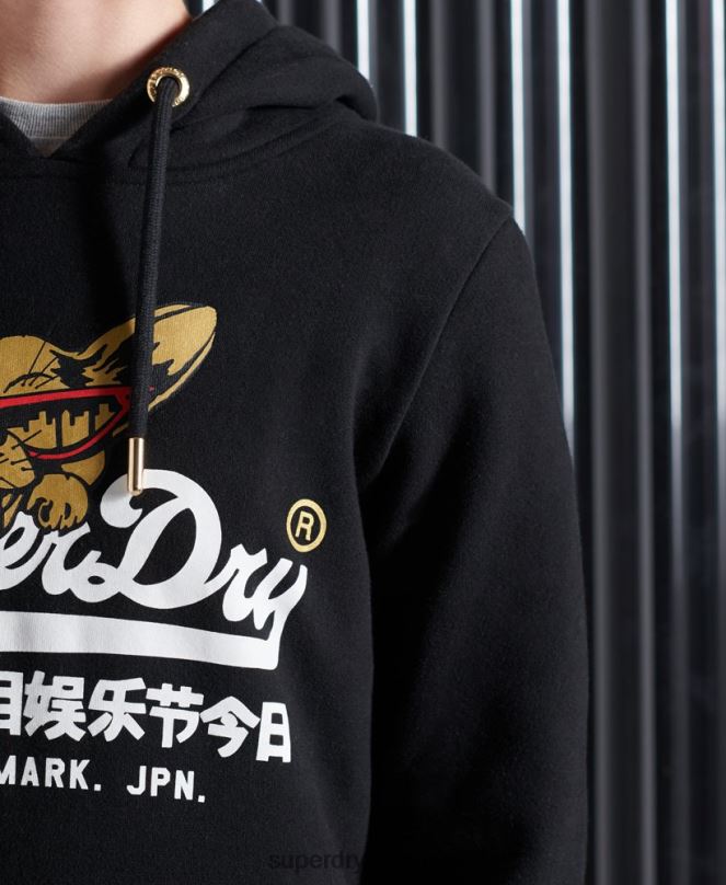 Superdry облекло N00H3503 черен Жени ретро лого нюйорк снимка качулка