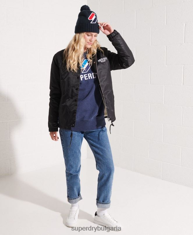 Superdry облекло N00H3504 син Жени суитчър с апликация на лого с код