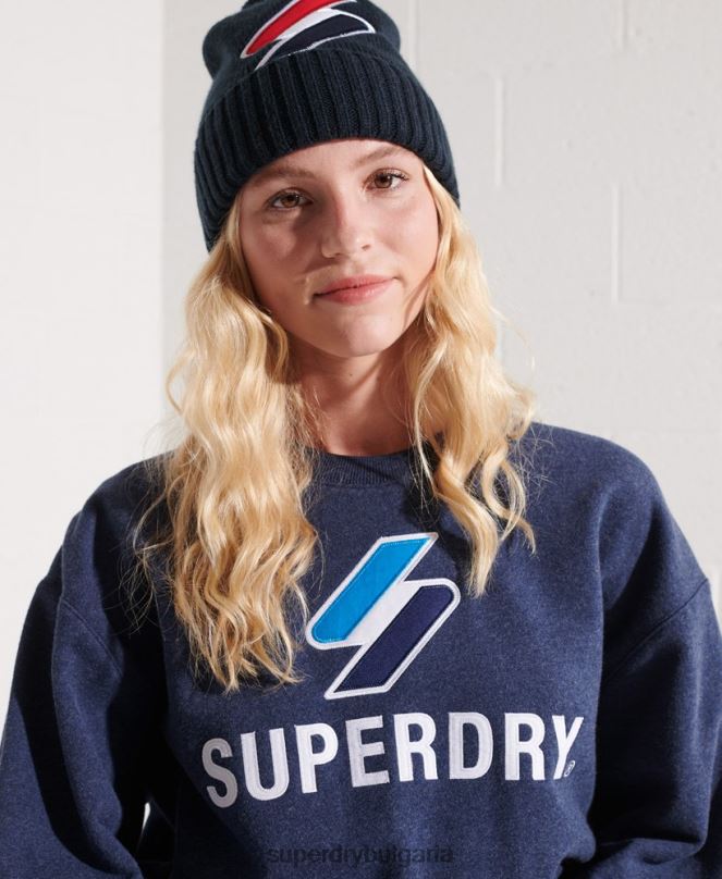 Superdry облекло N00H3504 син Жени суитчър с апликация на лого с код