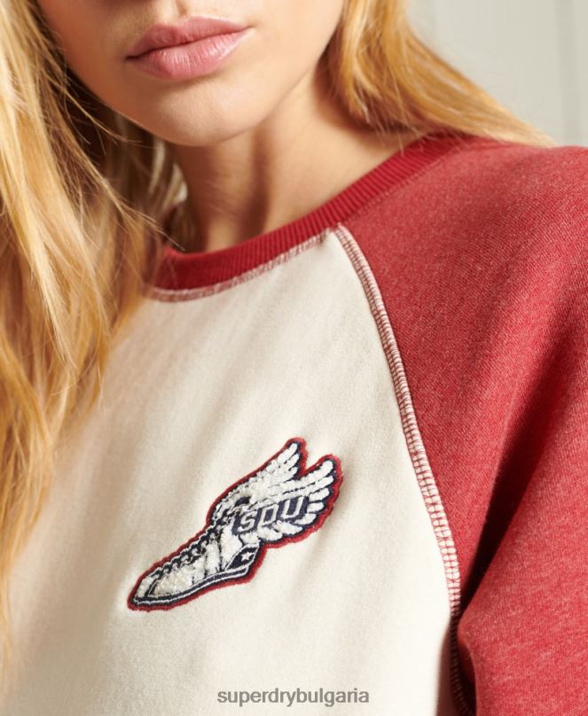 Superdry облекло N00H3505 сметана Жени колегиален атлетичен суичър