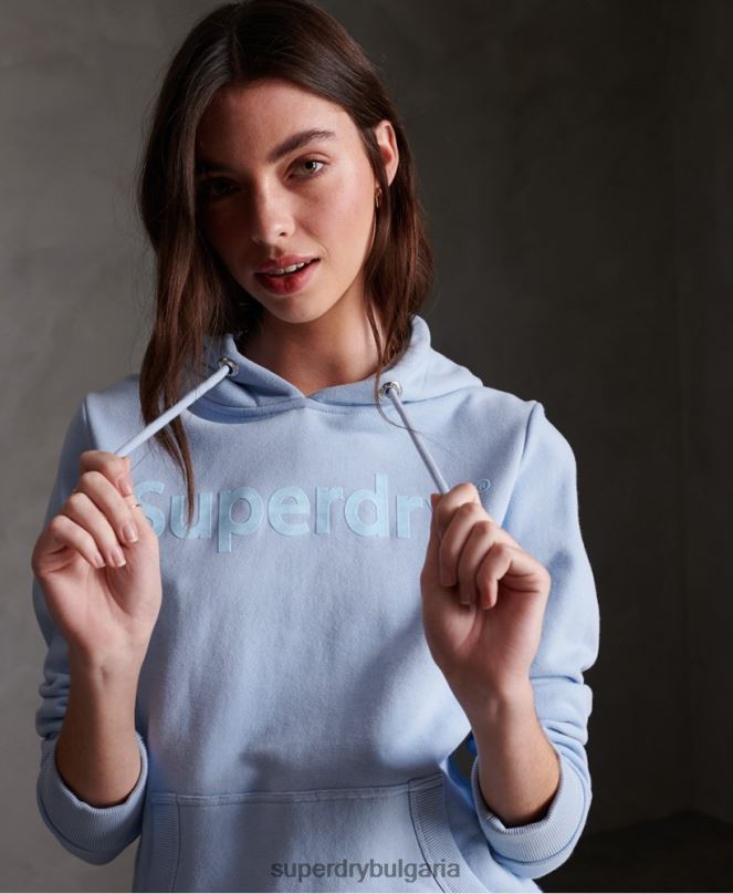 Superdry облекло N00H3508 син Жени регистрирано стадо нечеткано суичър с качулка