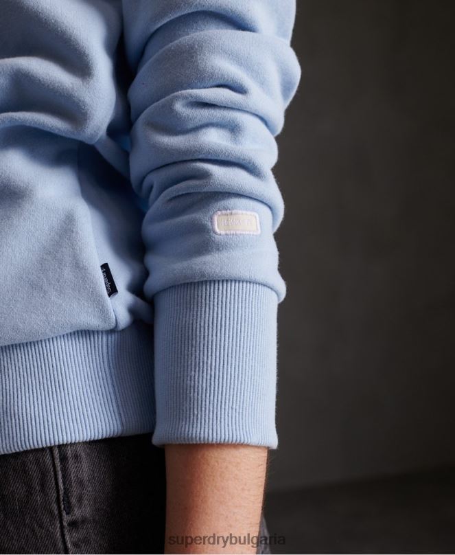 Superdry облекло N00H3508 син Жени регистрирано стадо нечеткано суичър с качулка