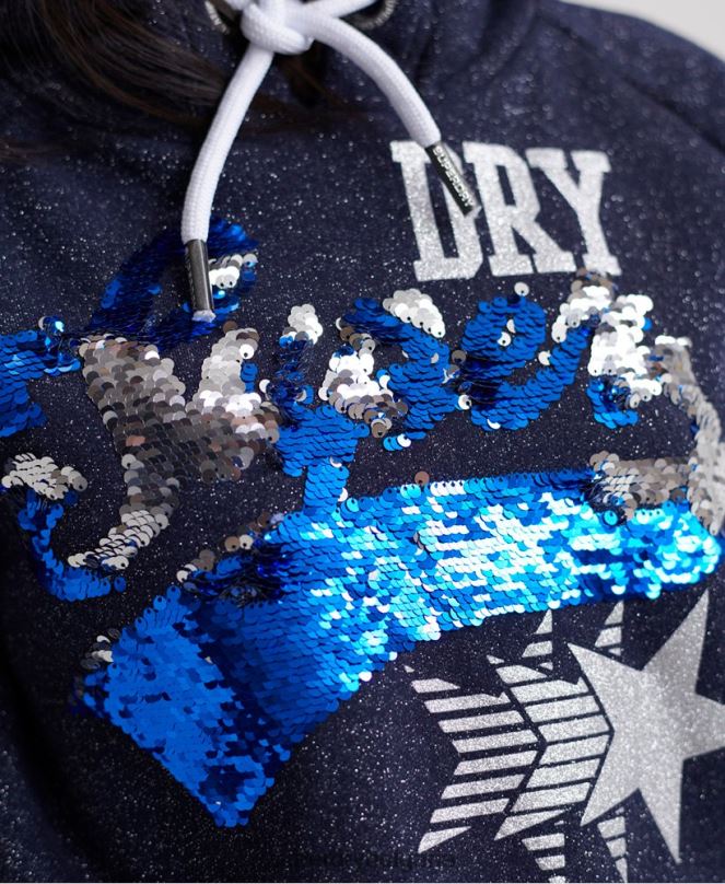 Superdry облекло N00H3509 военноморски флот Жени бутикова звездна качулка