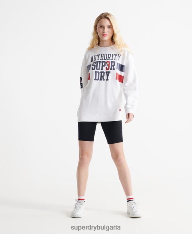 Superdry облекло N00H3510 бяло Жени суичър с кръгло деколте sdqb Authority
