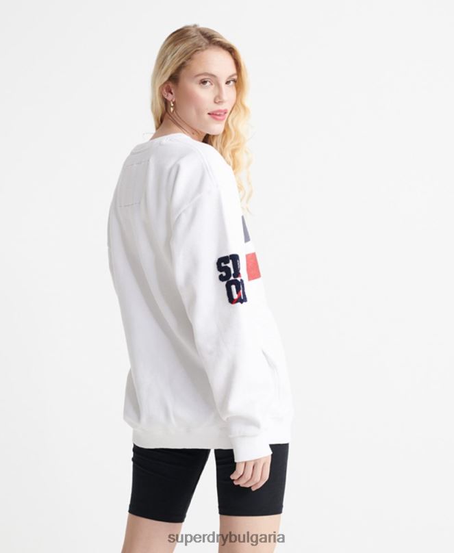 Superdry облекло N00H3510 бяло Жени суичър с кръгло деколте sdqb Authority