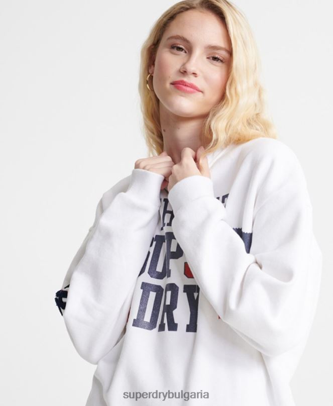 Superdry облекло N00H3510 бяло Жени суичър с кръгло деколте sdqb Authority