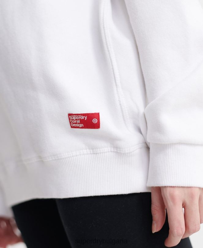 Superdry облекло N00H3510 бяло Жени суичър с кръгло деколте sdqb Authority