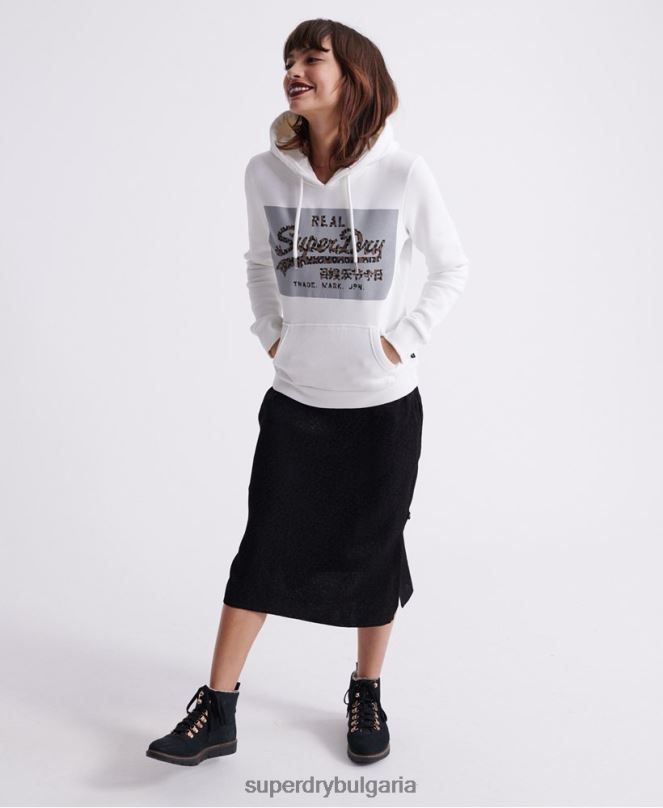 Superdry облекло N00H3511 сметана Жени светлоотразителна кутийка с ретро лого