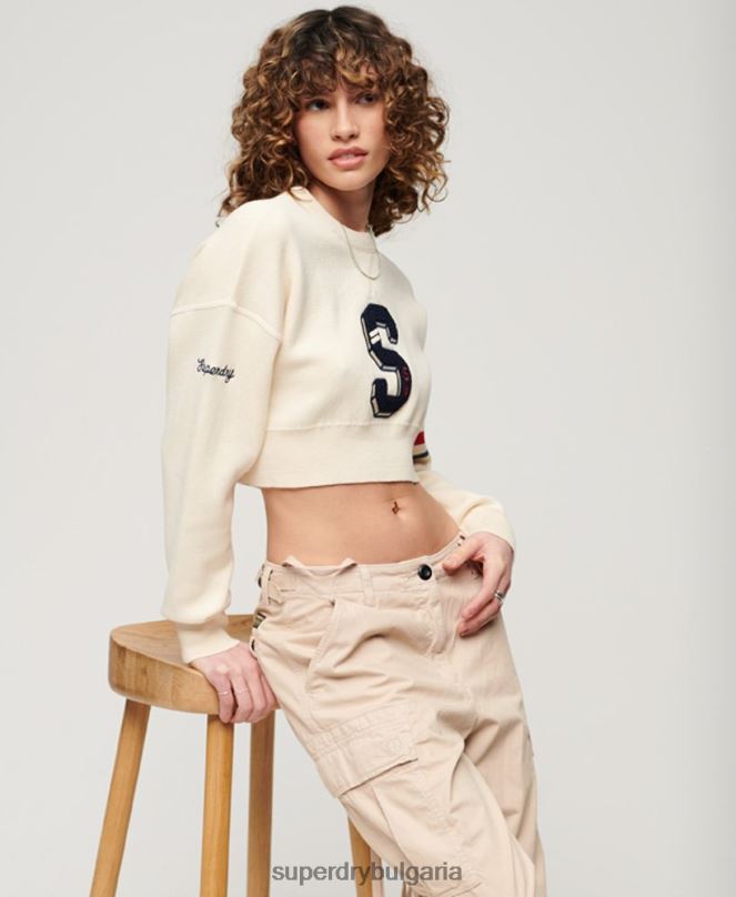 Superdry облекло N00H3954 бяло Жени университетски джъмпер за екипаж