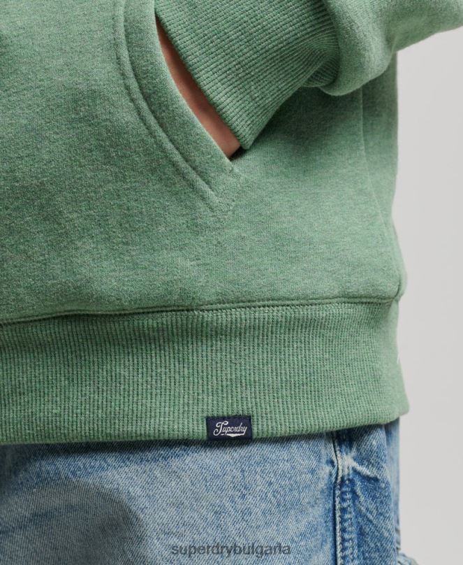 Superdry облекло N00H5742 зелено Жени есенциална суичър с качулка с цип с подплата