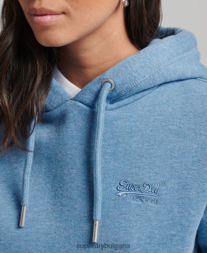 Superdry облекло N00H5746 син Жени суичър с лого от органичен памук