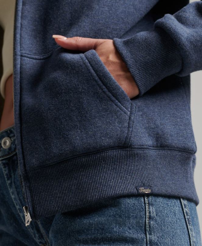 Superdry облекло N00H5748 военноморски флот Жени есенциална суичър с качулка с цип с подплата