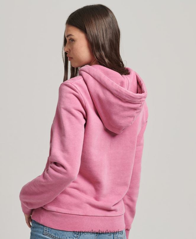 Superdry облекло N00H5749 розово Жени Худи с теренна графика от 90-те