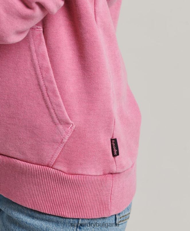 Superdry облекло N00H5749 розово Жени Худи с теренна графика от 90-те