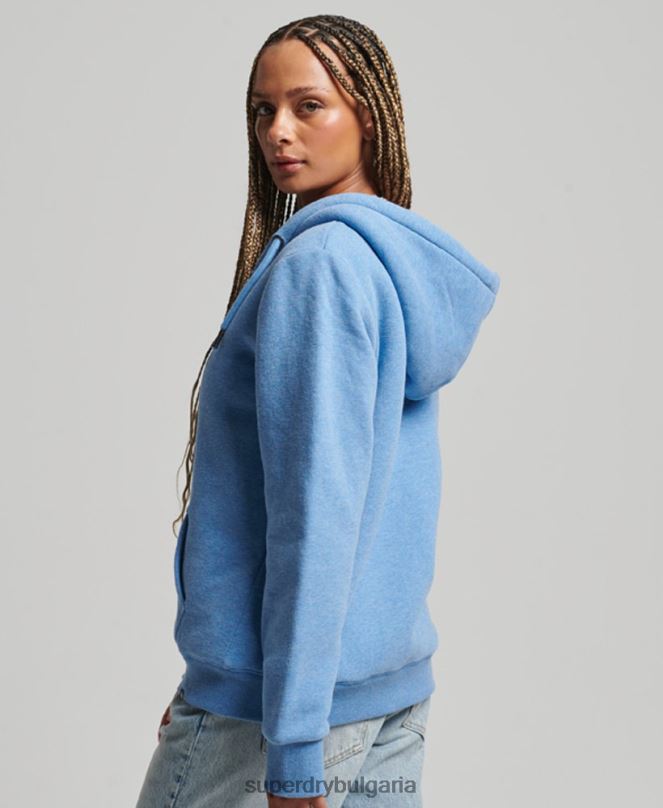 Superdry облекло N00H5750 син Жени есенциална суичър с качулка с цип с подплата