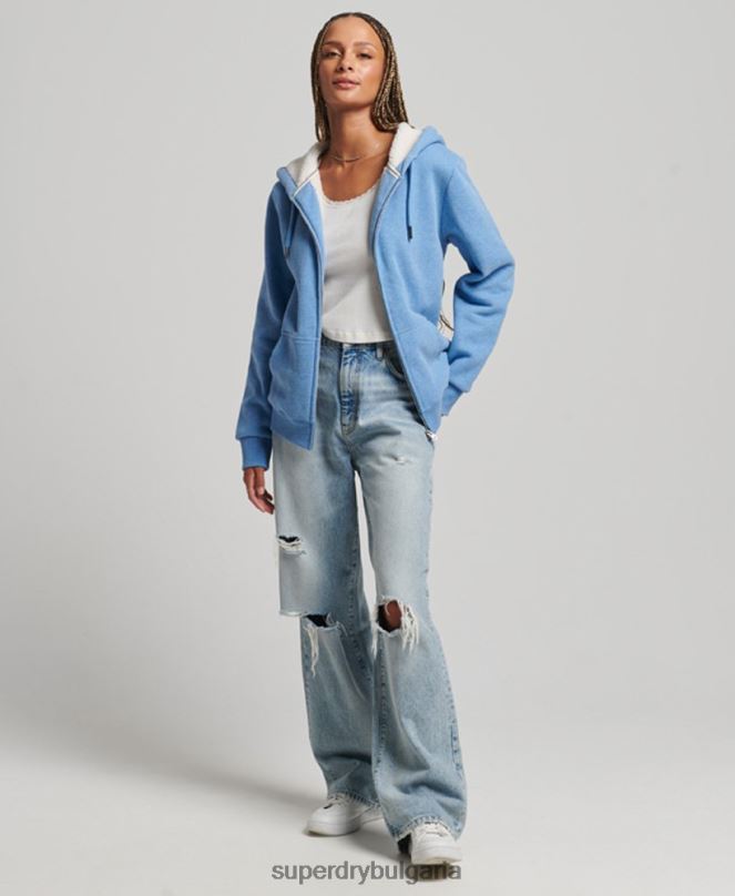 Superdry облекло N00H5750 син Жени есенциална суичър с качулка с цип с подплата