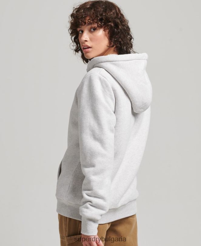 Superdry облекло N00H5752 светло сив Жени есенциална суичър с качулка с цип с подплата