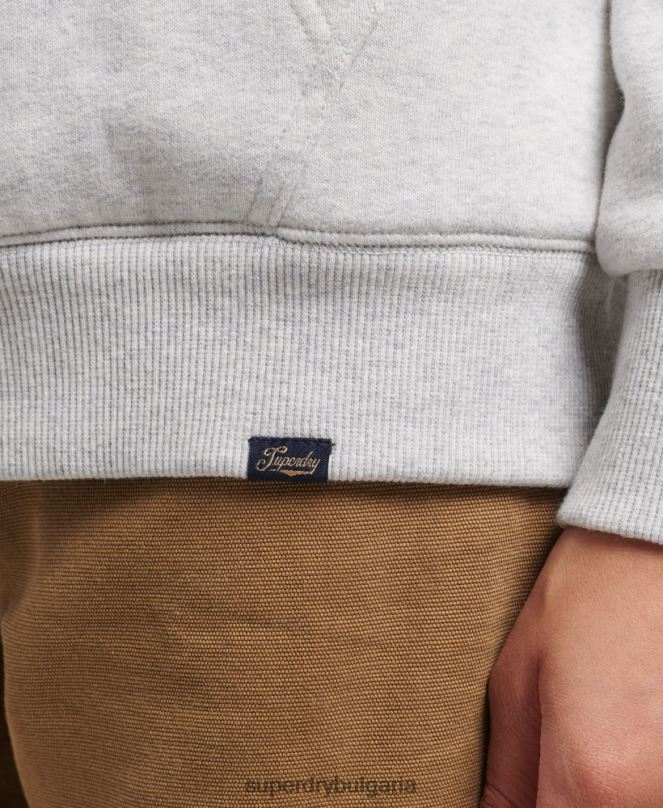 Superdry облекло N00H5752 светло сив Жени есенциална суичър с качулка с цип с подплата
