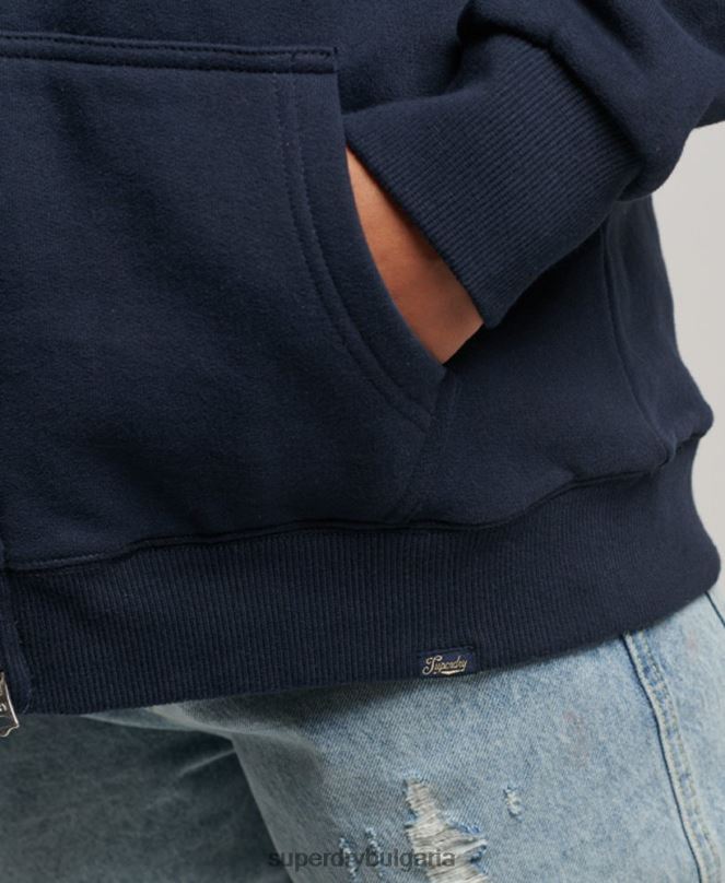 Superdry облекло N00H5755 военноморски флот Жени есенциална суичър с качулка с цип с подплата