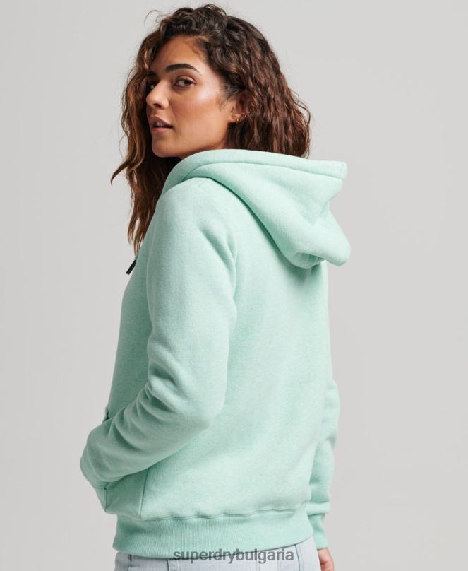 Superdry облекло N00H5757 зелено Жени есенциална суичър с качулка с цип с подплата