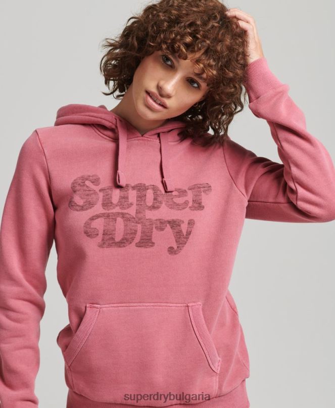 Superdry облекло N00H5759 червен Жени класически суичър с качулка Cooper