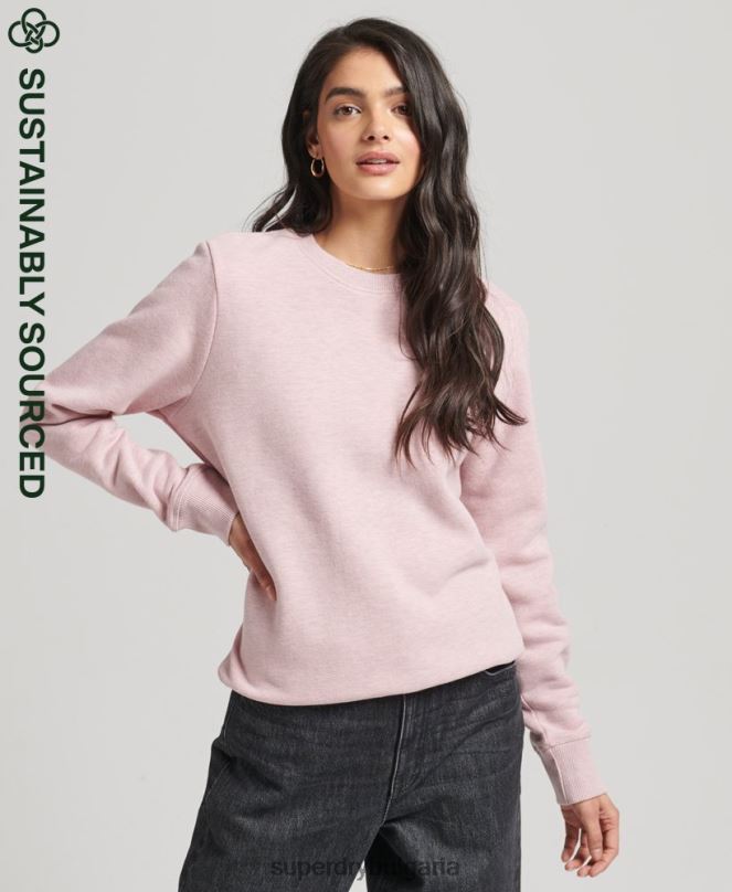 Superdry облекло N00H5762 розово Жени ретро суичър с лого от органичен памук