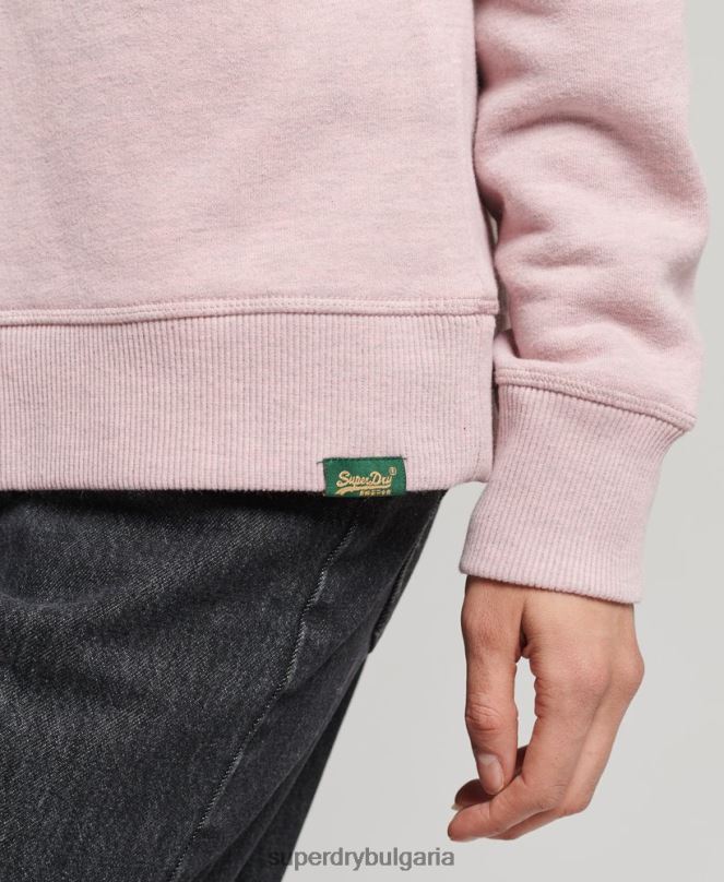 Superdry облекло N00H5762 розово Жени ретро суичър с лого от органичен памук