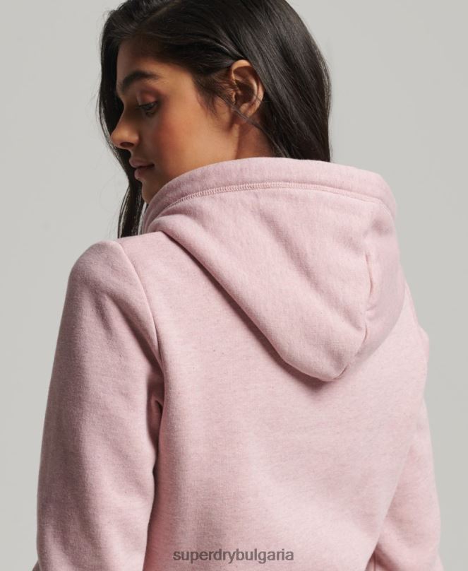 Superdry облекло N00H5763 розово Жени ретро суичър с лого и цип от органичен памук