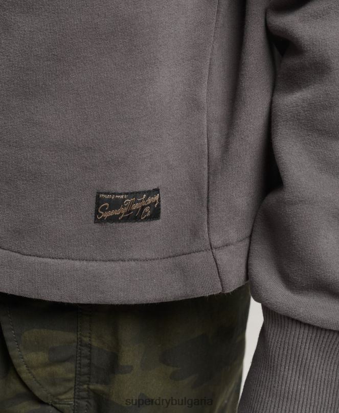 Superdry облекло N00H5764 тъмно сив Жени ретро качулка с лого