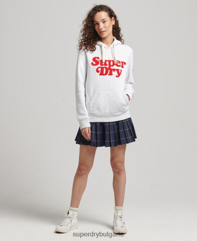Superdry облекло N00H5765 светло сив Жени класически суичър с качулка Cooper