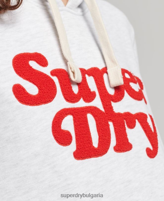 Superdry облекло N00H5765 светло сив Жени класически суичър с качулка Cooper