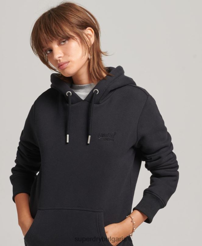 Superdry облекло N00H5766 черен Жени суичър с лого от органичен памук