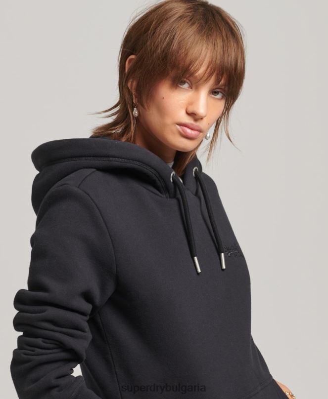 Superdry облекло N00H5766 черен Жени суичър с лого от органичен памук