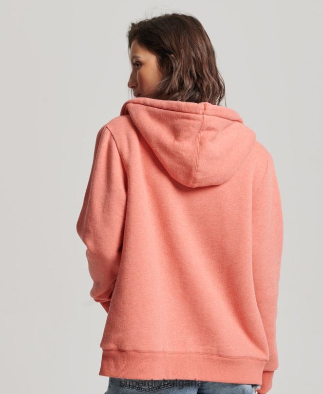 Superdry облекло N00H5767 корал Жени есенциална суичър с качулка с цип с подплата