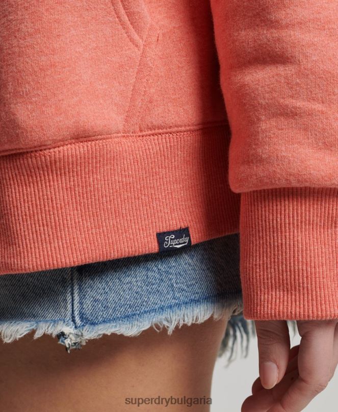 Superdry облекло N00H5767 корал Жени есенциална суичър с качулка с цип с подплата