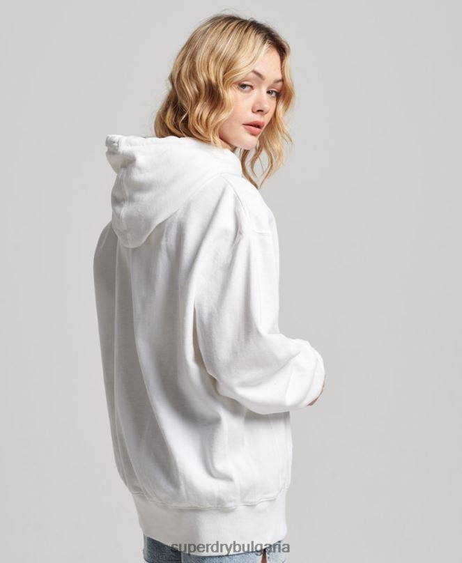 Superdry облекло N00H5768 бяло Жени Голяма качулка от органичен памук